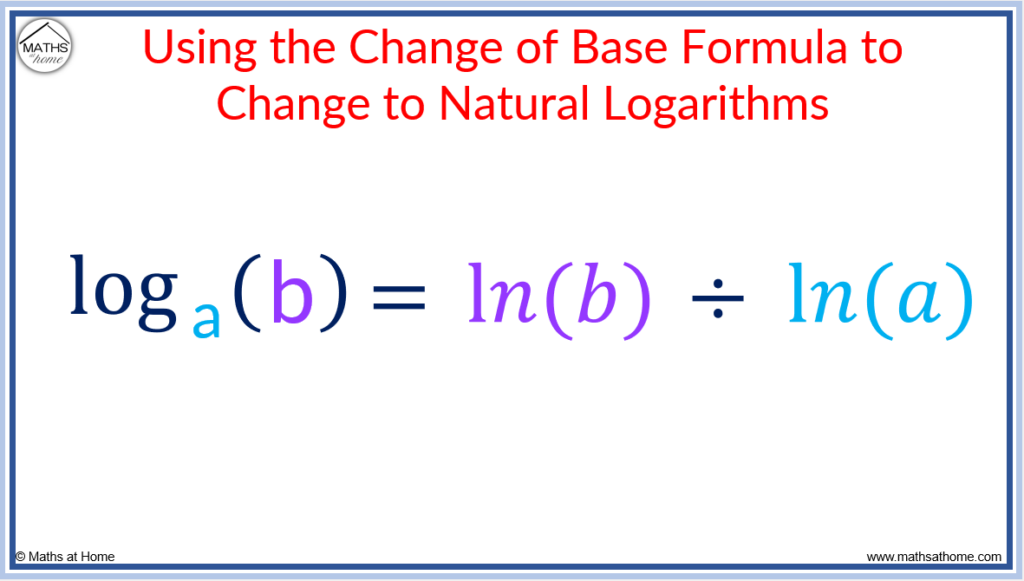 change of base to natural logarithms ln