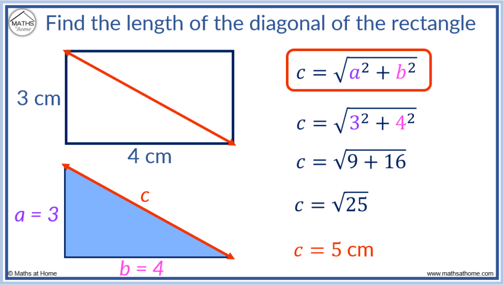 finding length of diagonal of a rectangle