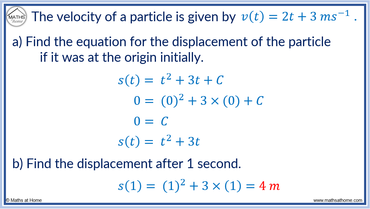 How to Find Displacement, Velocity and Acceleration – mathsathome.com