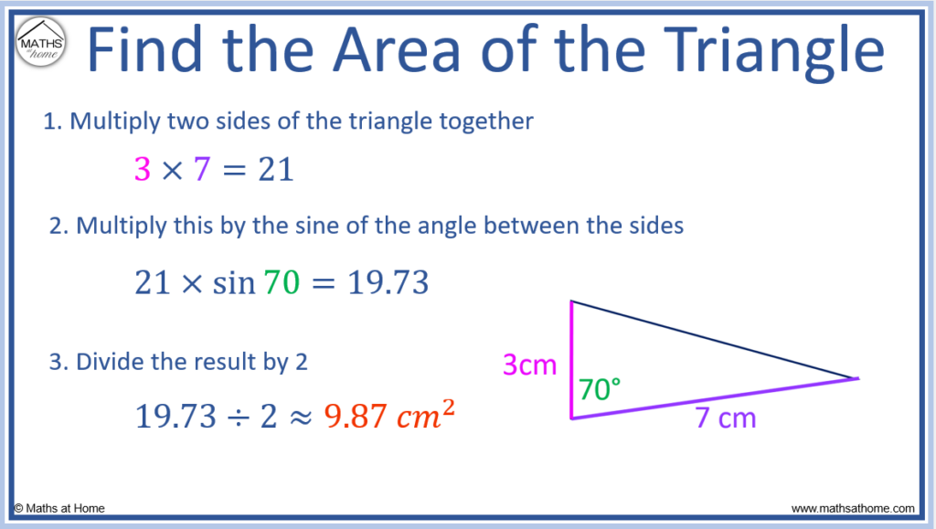 the sine rule for area of a triangle in steps