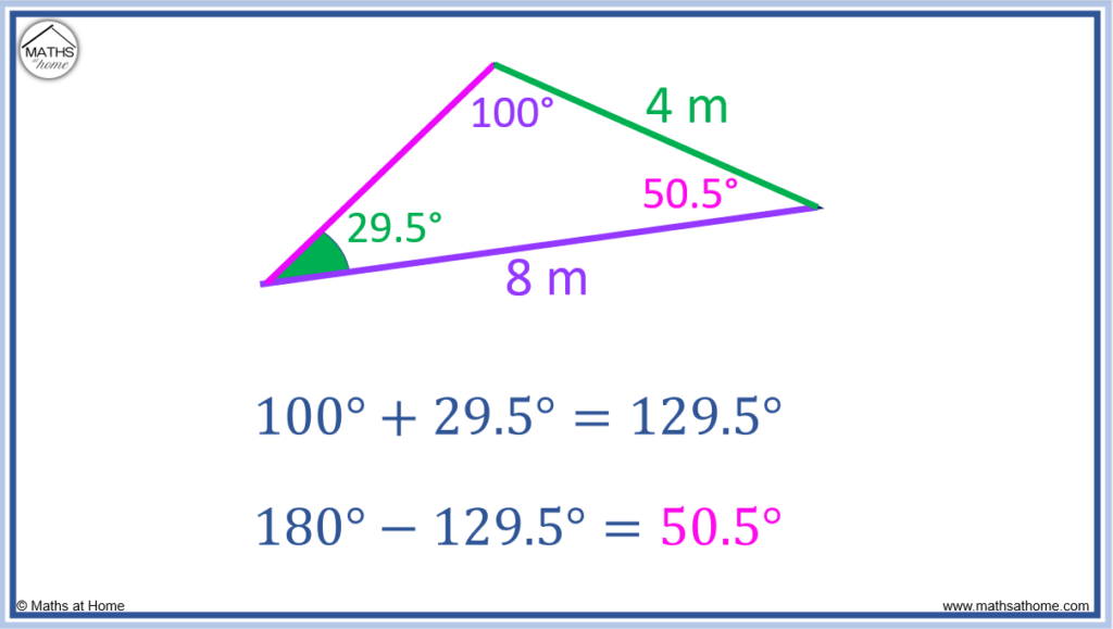 using the sum of interior angles to find a missing angle in a triangle