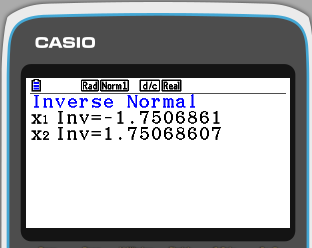 z-score result using casio calculator