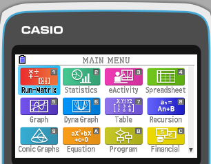 casio fxcg50 menu screen