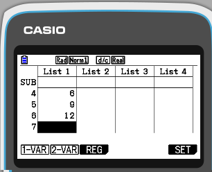 using the calc options on casio fxcg50