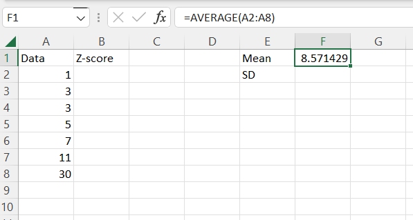 finding the mean on excel