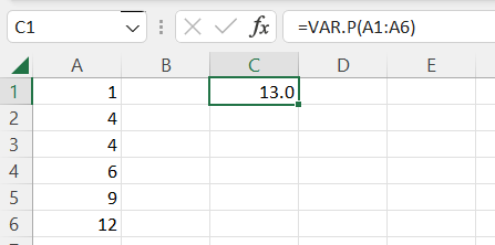 how to find population variance on excel