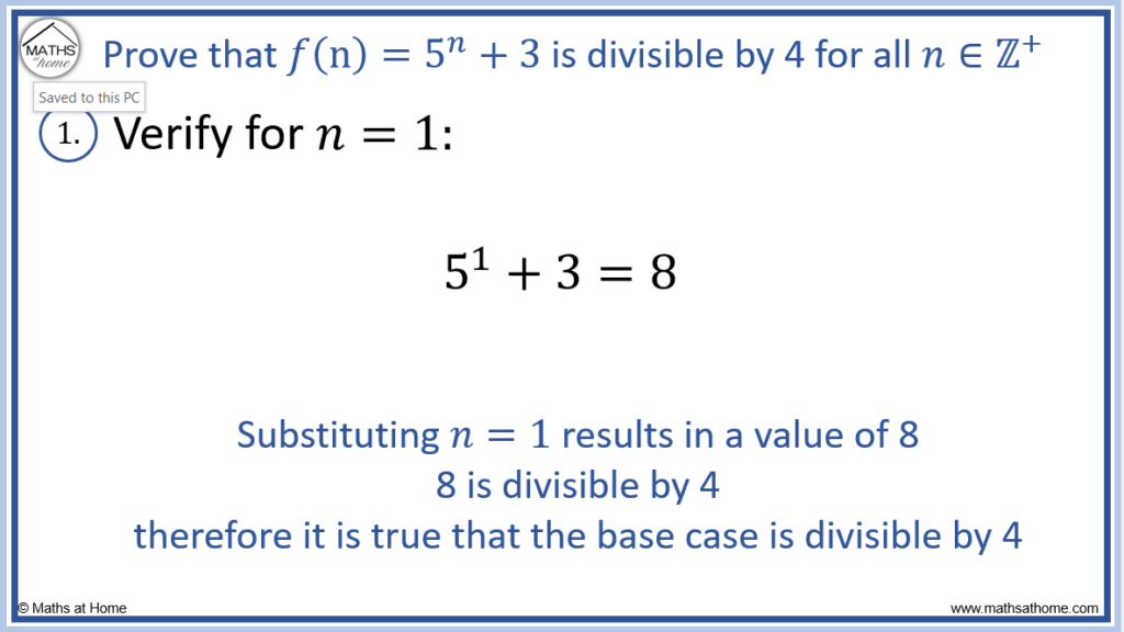 step 1 of proof by induction divisibility by 4