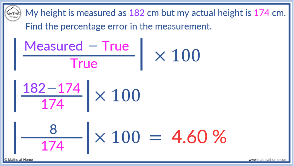 how to find the percentage error with the formula