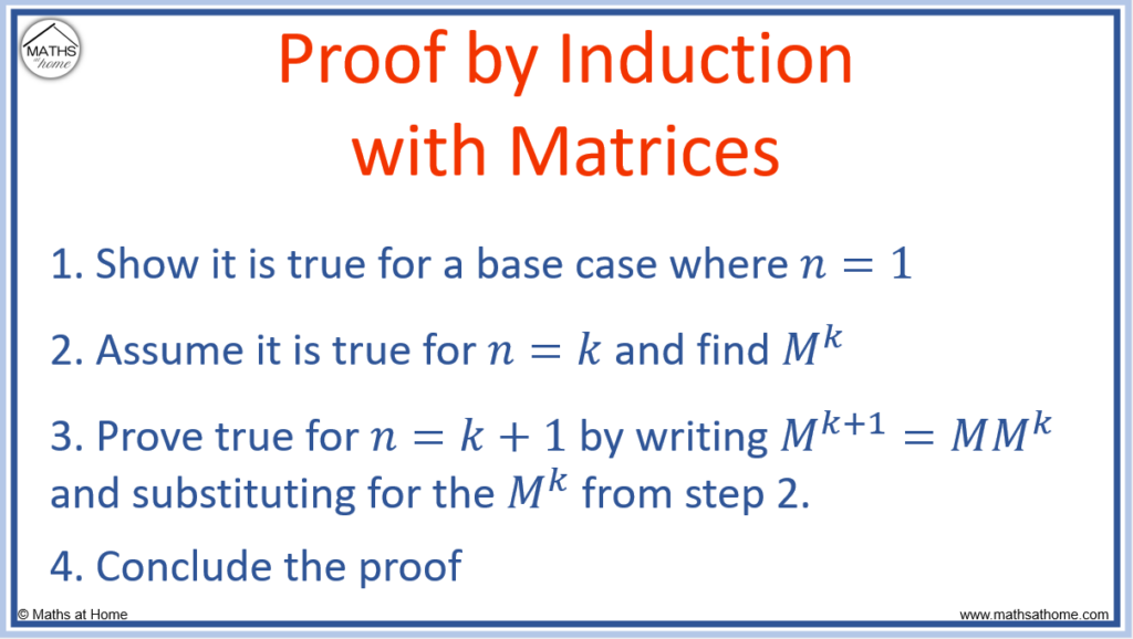 steps for doing proof by induction with matrices