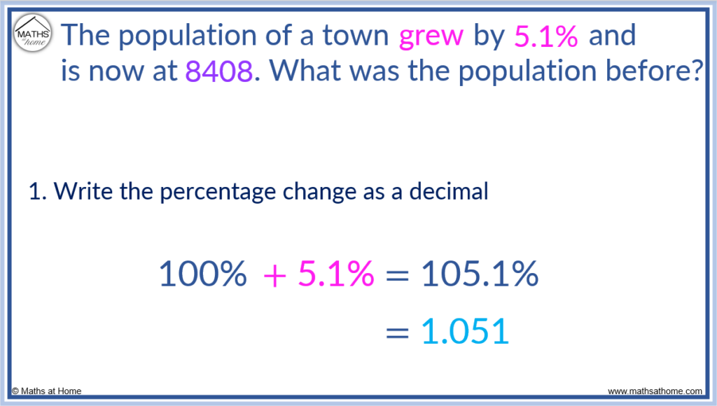 finding an original amount after a percentage increase using reverse percentages step 1