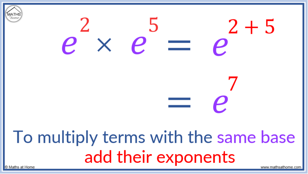 multiplying exponents with e