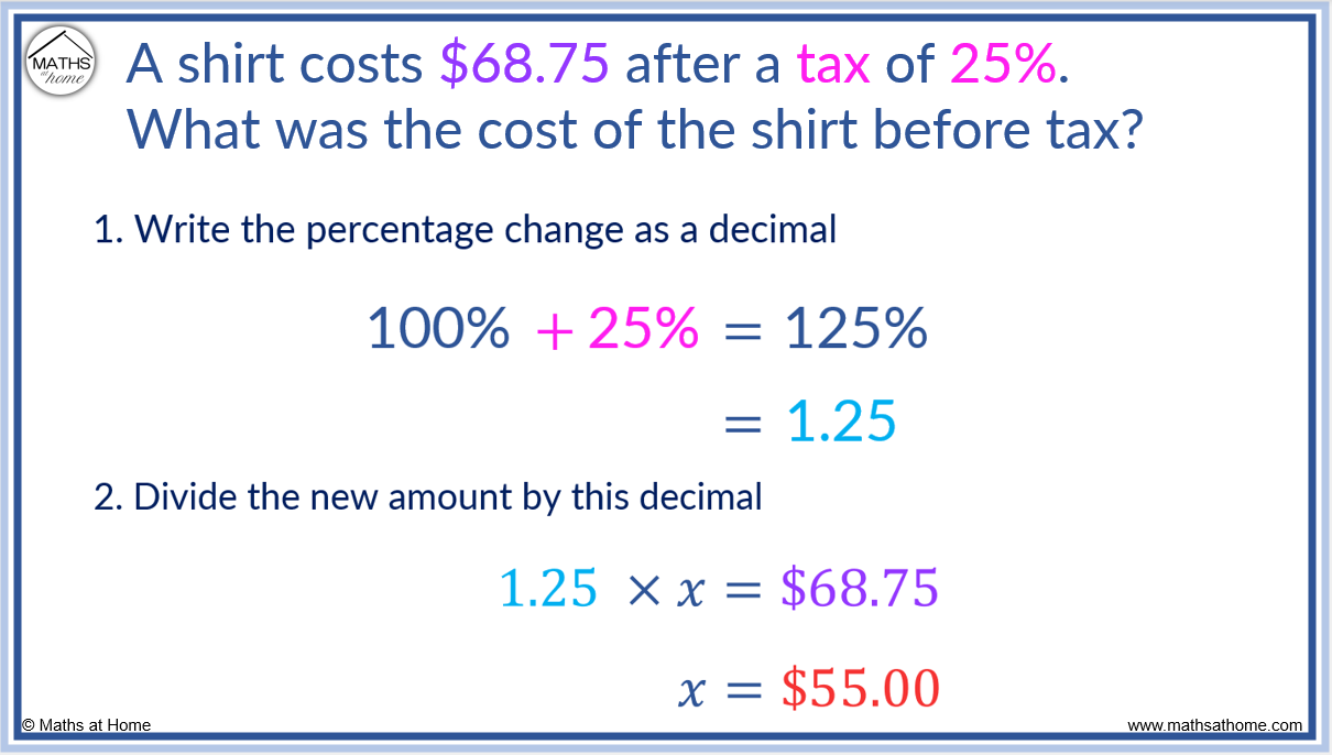 How to calculate an original amount using reverse percentages