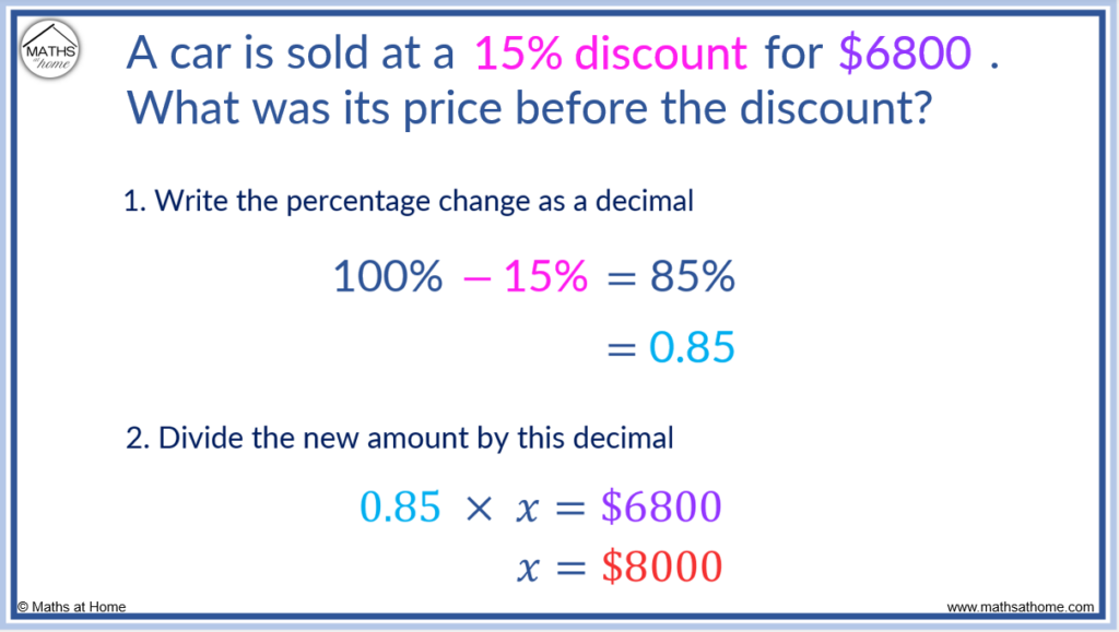 How To Calculate An Original Amount Using Reverse Percentages 