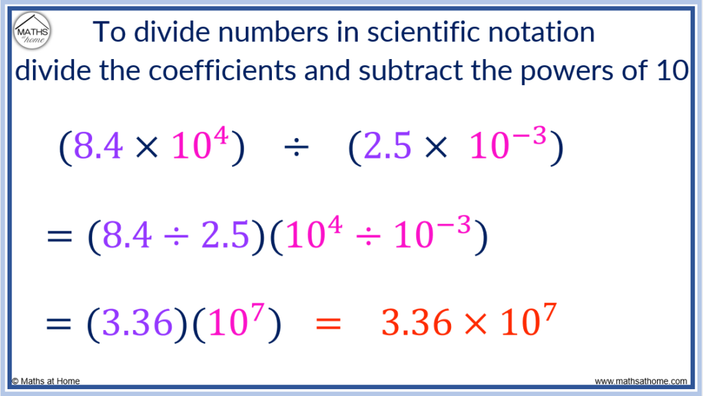 how to divide numbers in standard form