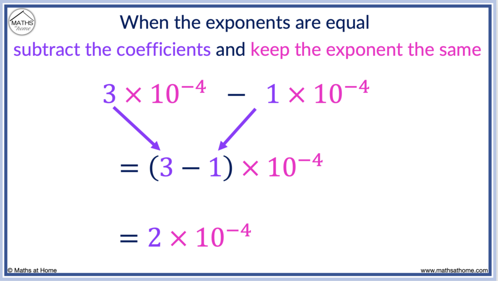 how to subtract in scientific notation