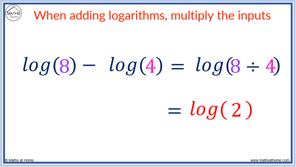 how to subtract logarithms