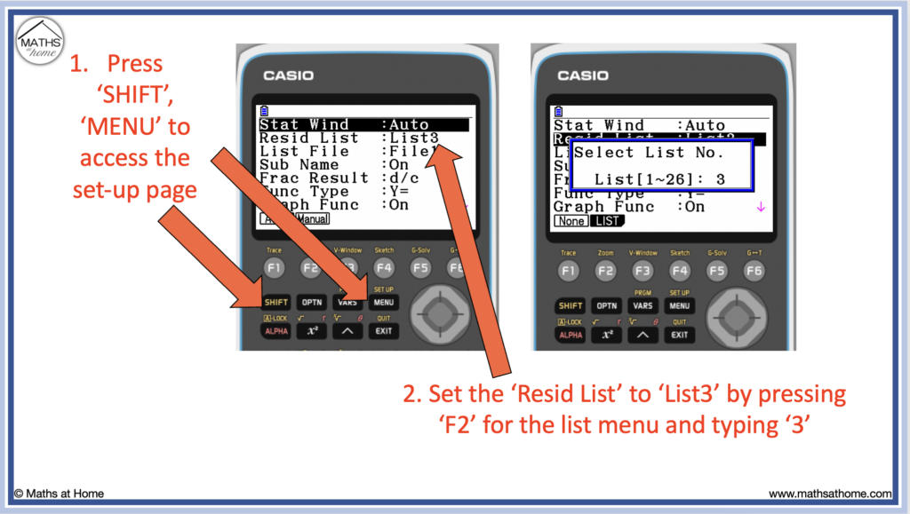 how to make a residual plot on a casio calculator step 2