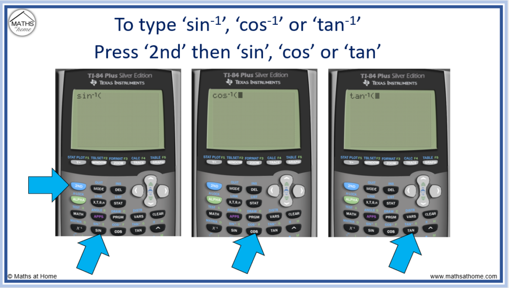 how to type arcsin arccos arctan on calculator