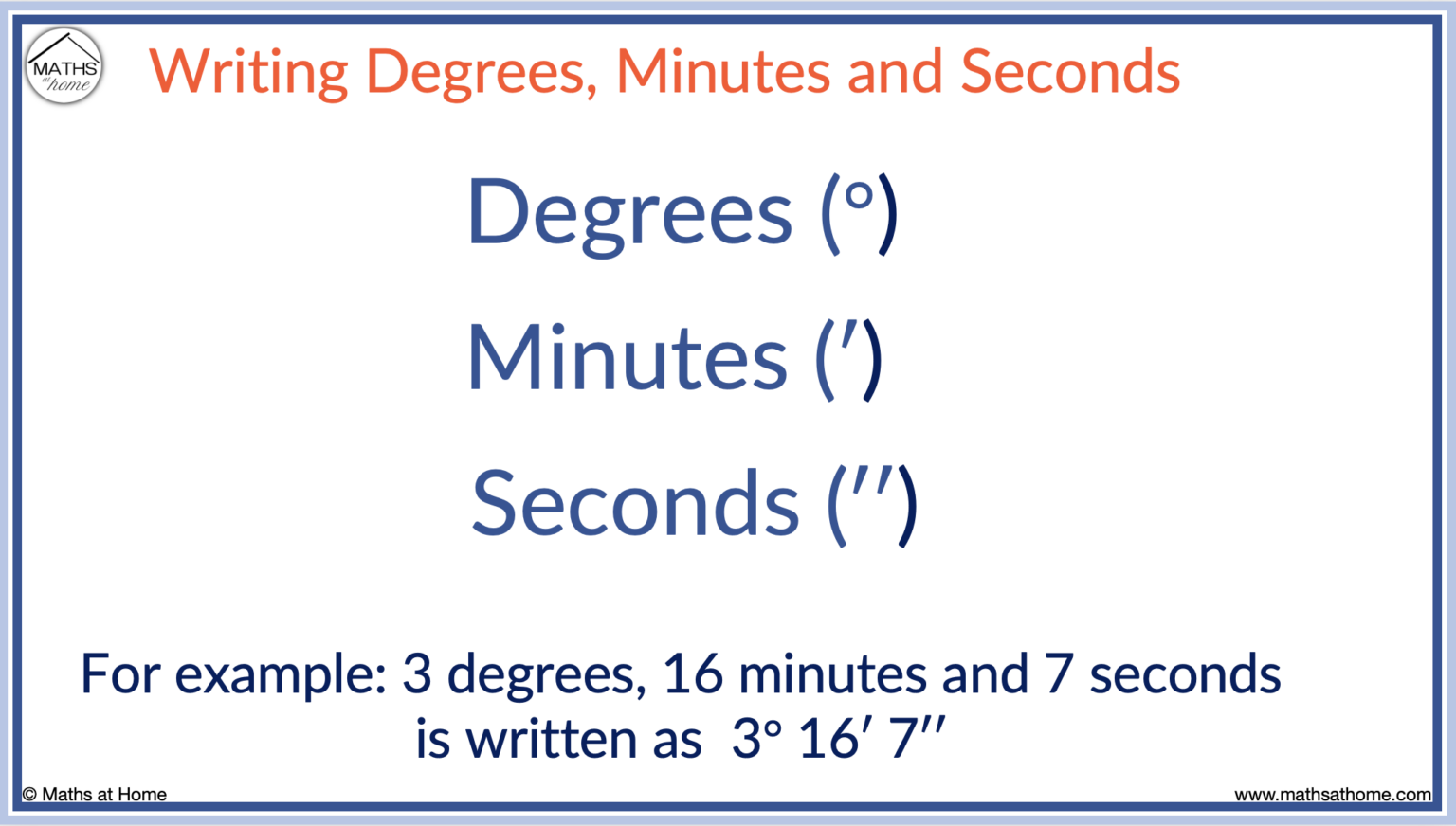 How to convert between degrees minutes and seconds mathsathome