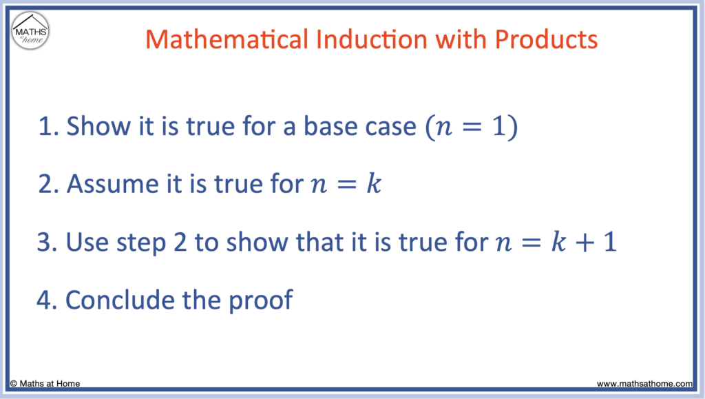 steps for proof by induction with products